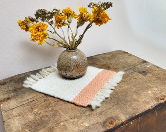 Colorblock Pink and White Hand Spun Plant Dyed Coasters - Set of Two