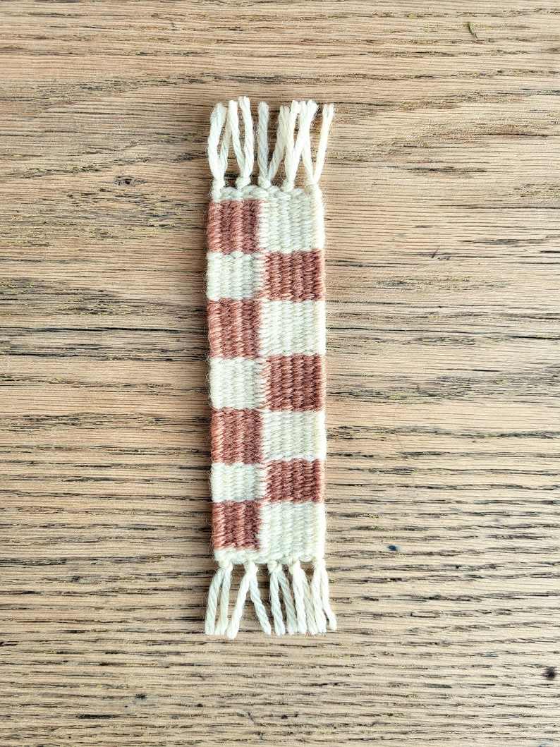 Checkerboard Pattern Plant Dyed Woven Bookmarks image 2