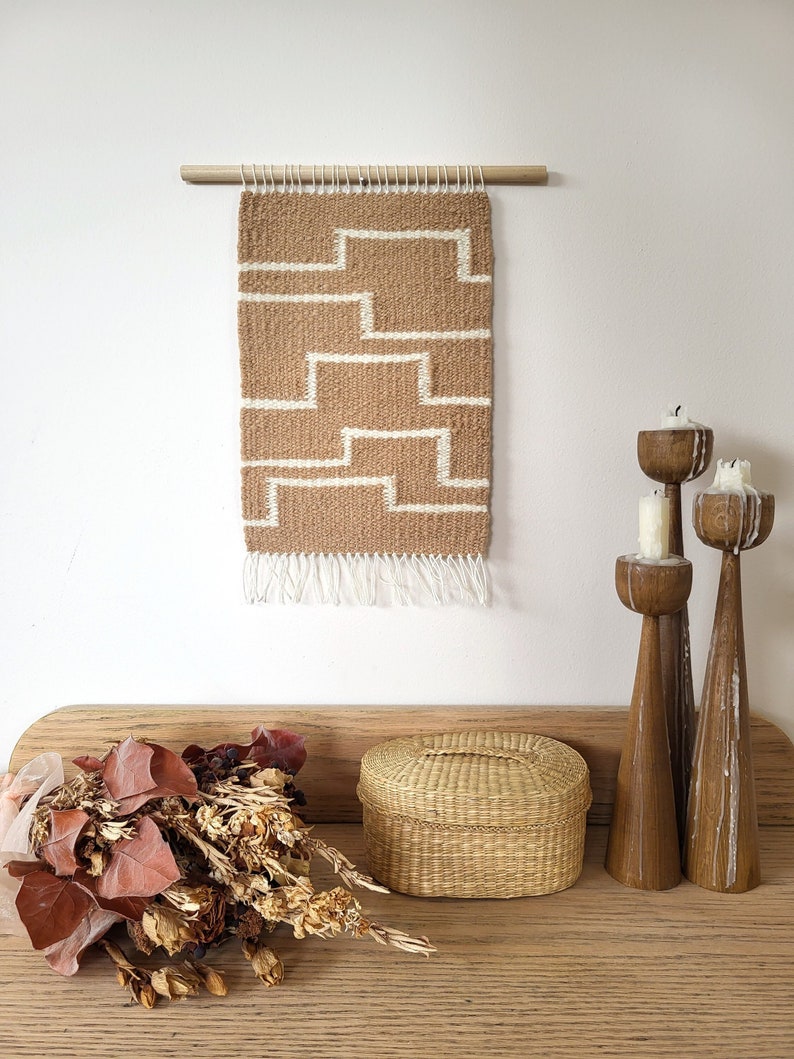 Geometric Desert Southwest Hand Spun Hand Woven Plant Dyed Wall Hanging image 1