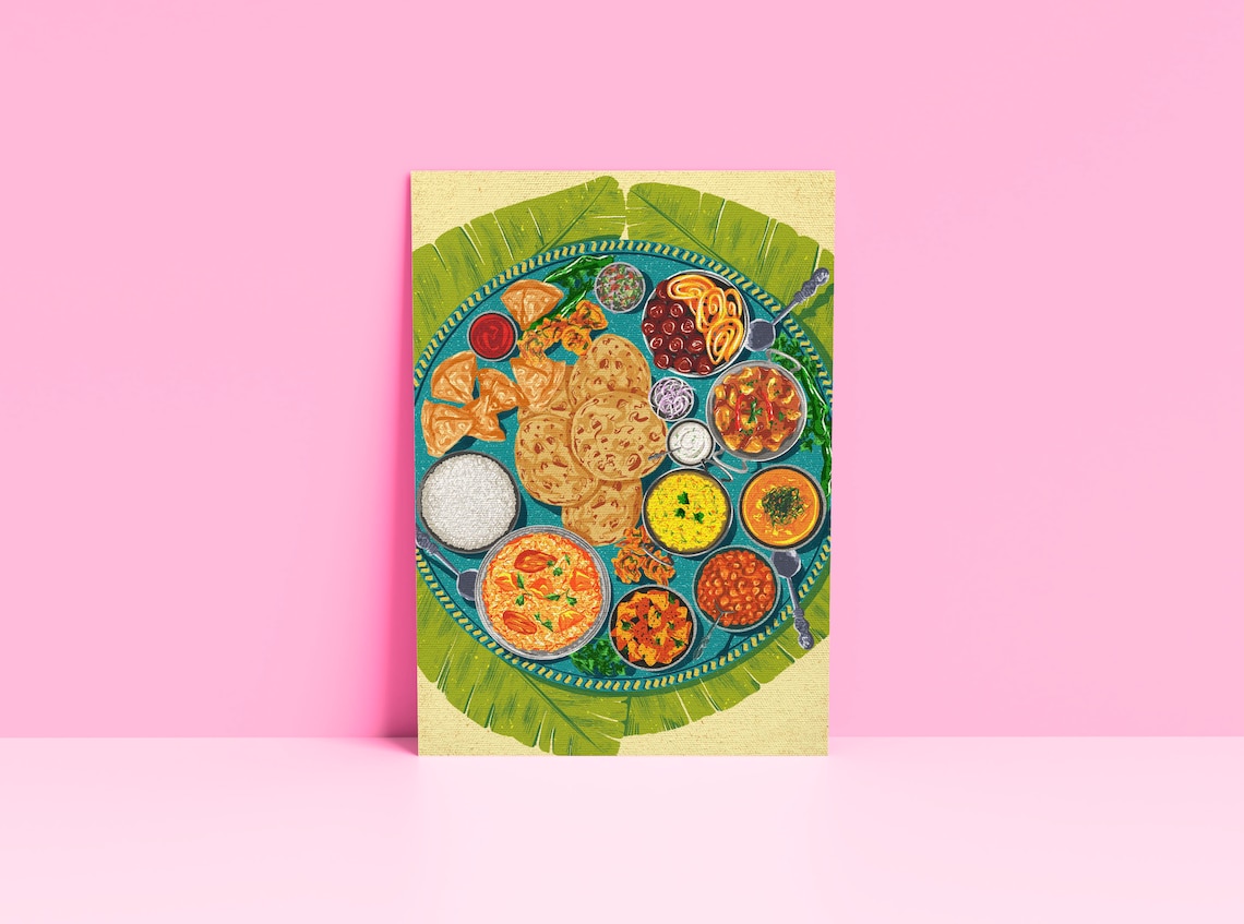 Indian food print India wall art Indian food gift Food Etsy