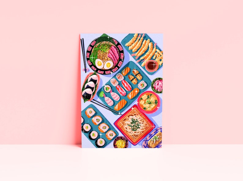 Japanese Food Art Print Japanese Print Sushi Print Food Etsy