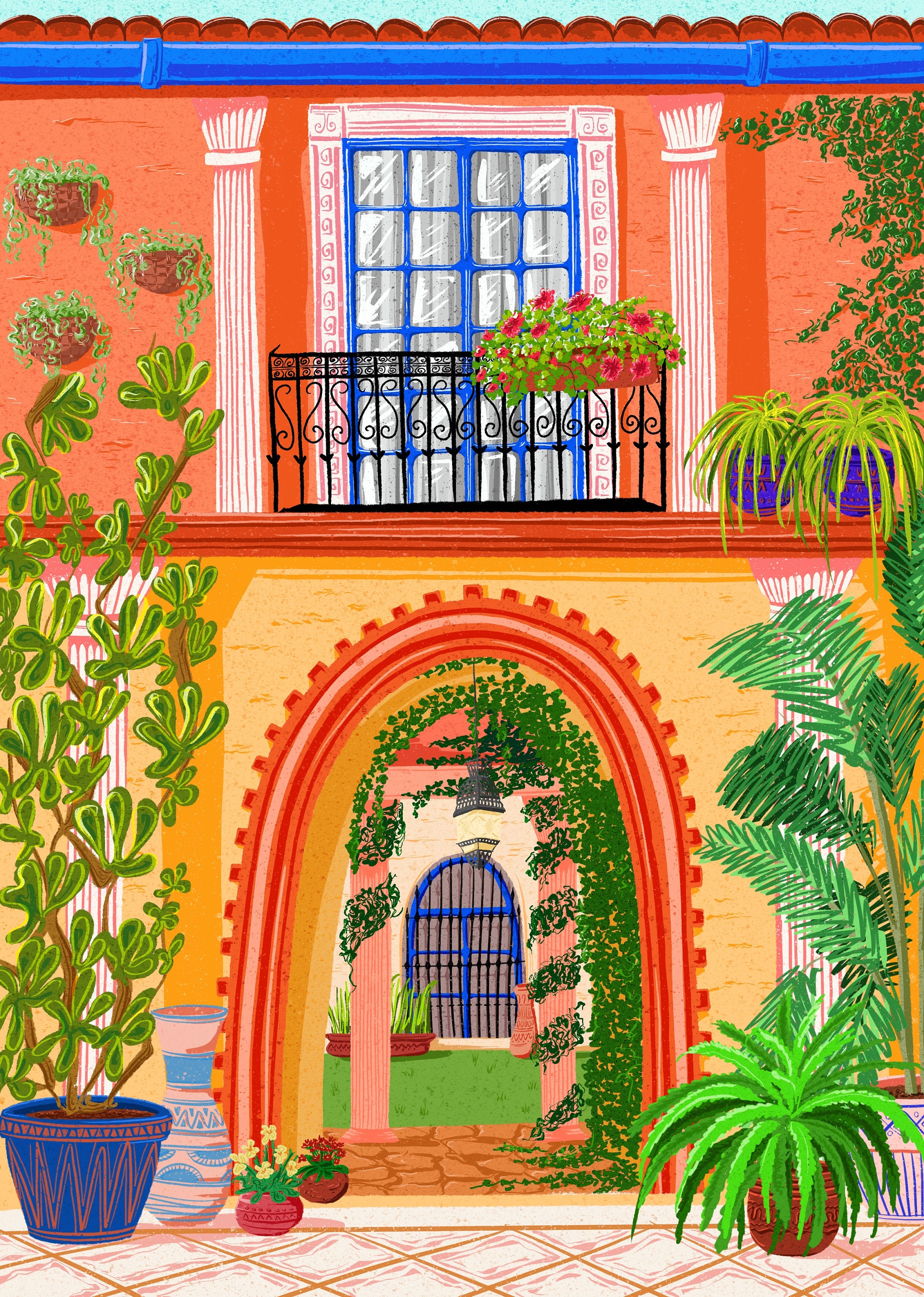 Mexican Hacienda art print Mexican wall art Mexico traditional