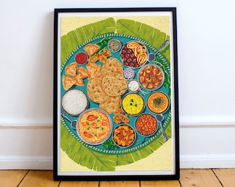 Indian food print | India wall art | Indian food gift | Food illustration | Kitchen art print| Food print | A4 | A3 | 8x8