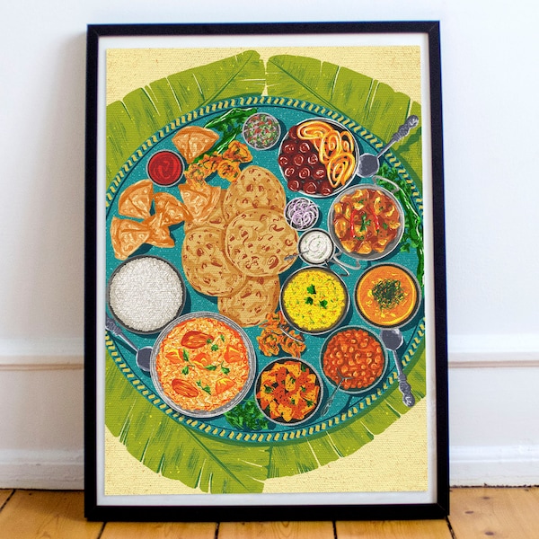 Indian food print | India wall art | Indian food gift | Food illustration | Kitchen art print| Food print | A4 | A3 | 8x8