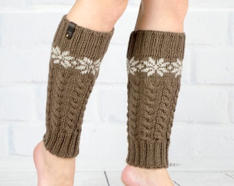 Leg warmer Dance Yoga Ballet, Legwarmers tricotés couleur marron pour filles ou adolescents, Poignets de bottes de laine chaude d’hiver, Cadeau femme