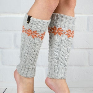 Leg warmer Dance Yoga Ballet, Hand knit legwarmers gray color for girls or teen, Winter warm wool boot socks cuffs, Woman gift