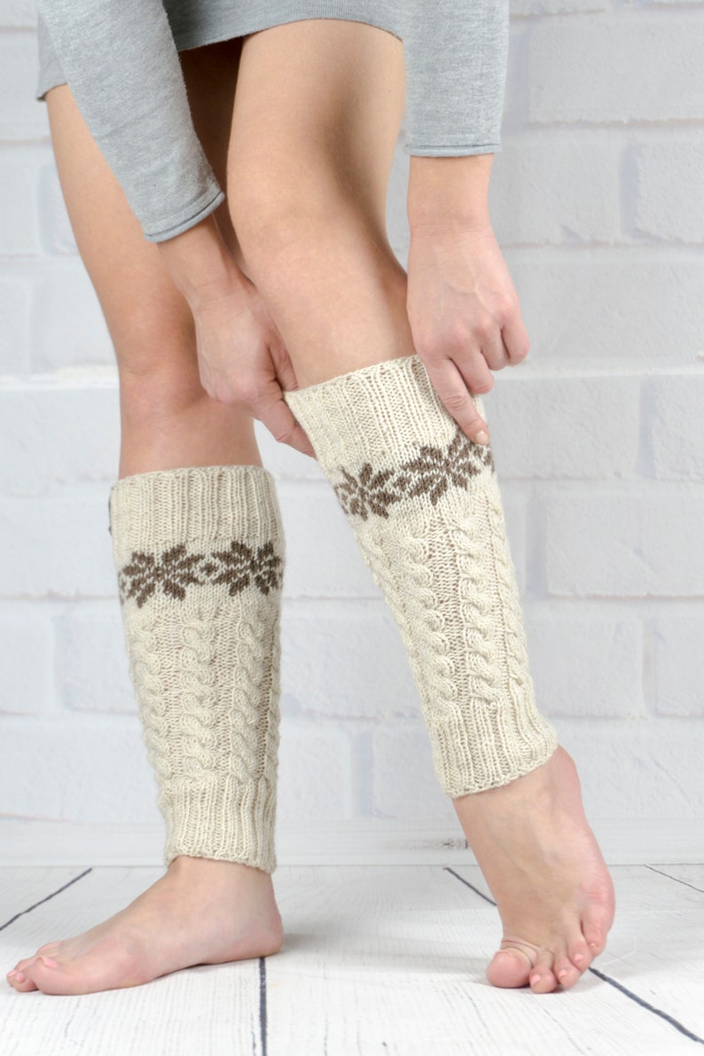 Leg Warmer Dance Yoga Ballet Hand Knit Legwarmers Beige Color Etsy