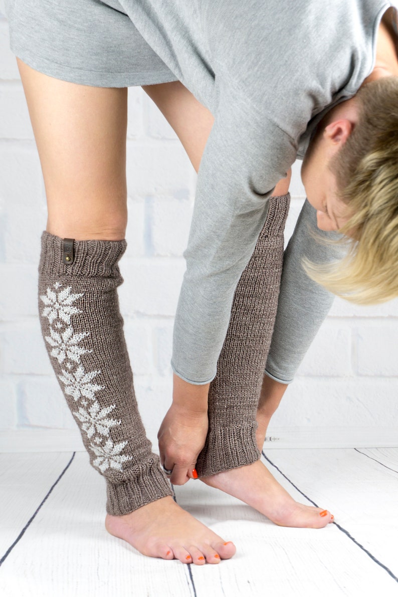 Long Leg Warmer Dance Yoga Ballet Hand Knit Legwarmers Beige Etsy