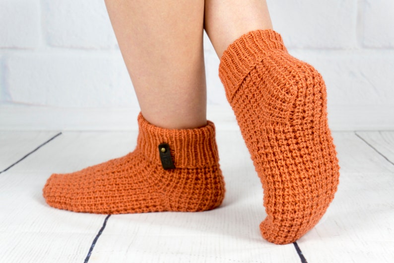 Knit Slipper Woman Wool Ankle Sock Handmade Knitted Warm Home Etsy