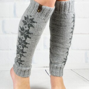 Long leg warmer Dance Yoga Ballet, Hand knit legwarmers gray color for girls or teen, Winter warm wool boot socks cuffs, Woman gift image 5