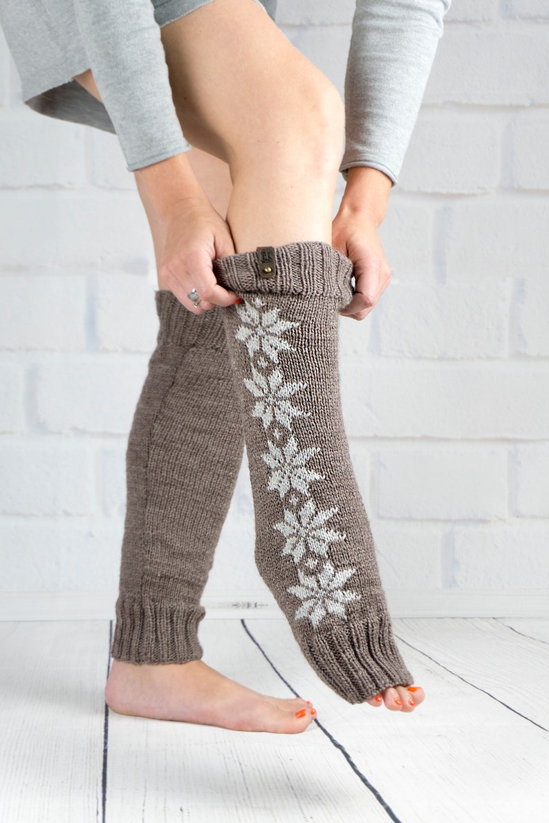 Long Leg Warmer Dance Yoga Ballet Hand Knit Legwarmers Beige Etsy
