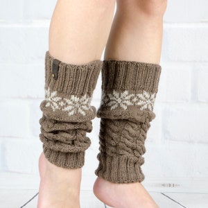 Leg warmer Dance Yoga Ballet, Hand knit legwarmers brown color for girls or teen, Winter warm wool boot socks cuffs, Woman gift image 8