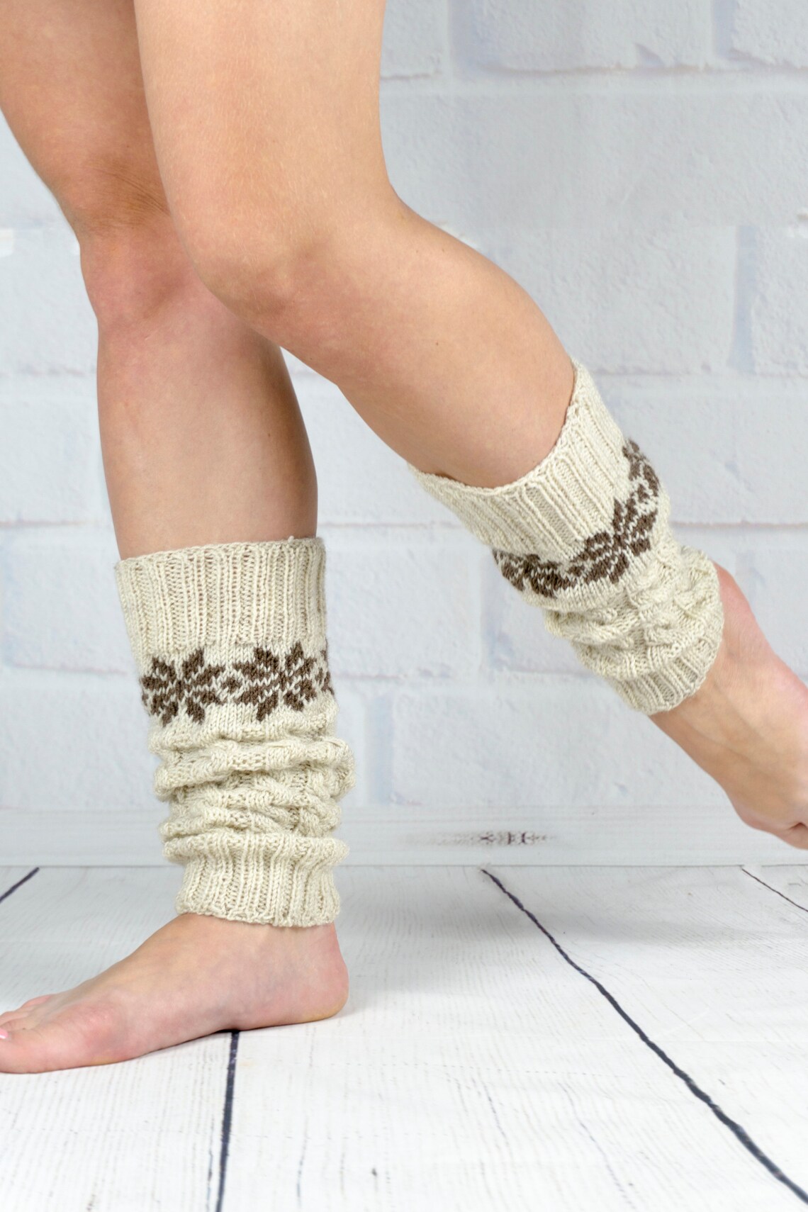 Leg Warmer Dance Yoga Ballet Hand Knit Legwarmers Beige Color Etsy