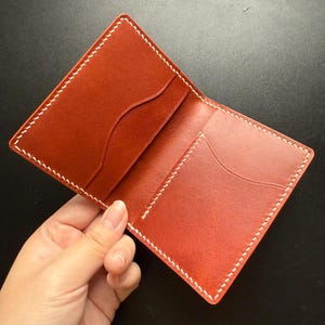 Cartera minimalista de lujo, hecha a mano en Canadá con cuero italiano de grano completo, bolsillo frontal delgado, elegante para llevar todos los días