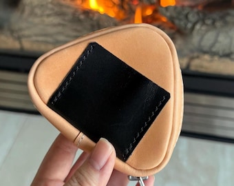 Handmade Onigiri Pouch: Italian Leather Coin Purse