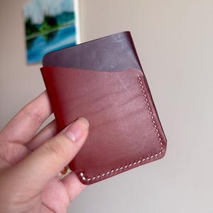 Wrap-Kartenhalter / Italienisches Vollnarben-vegetabil gegerbtes Leder / Handgefertigt und Handgenäht in Kanada