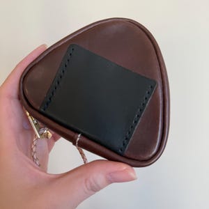 Sachet d'onigiri au chocolat | Cuir tanné végétal pleine fleur de qualité supérieure | Fait à la main et cousu à la main au Canada