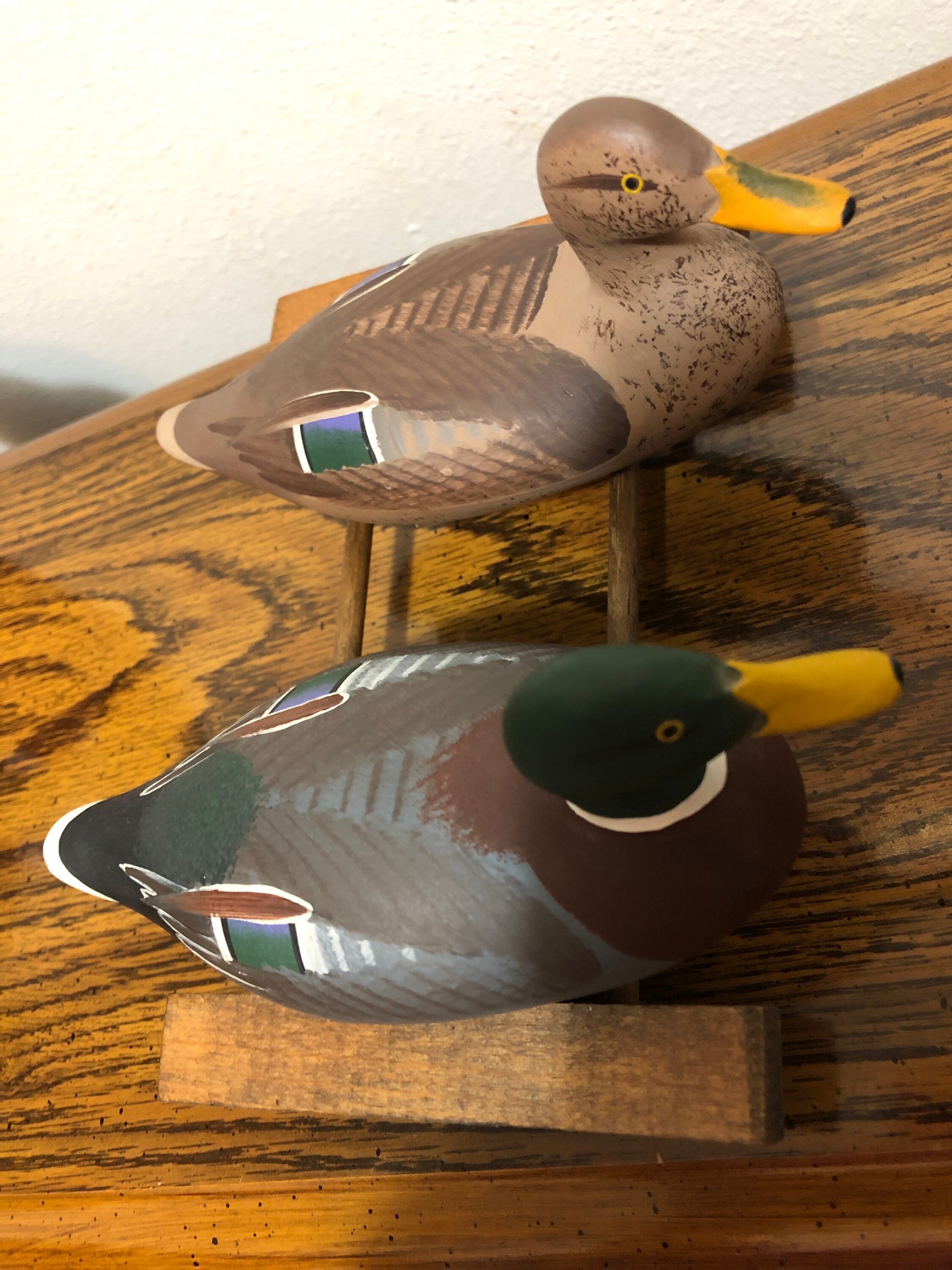 Leurre Canard Miniature Ancien Sculpté Main - Colvert, Marque Jobes, Bois - Vintage USA