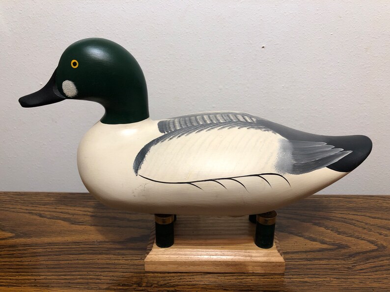 Beautiful 1990 Golden Eye Wooden Duck Decoy Signed by Patrick Vincenti