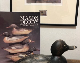 Mason Duck Decoy Ringneck with Federal Duck Stamp framed print by Richard Clifton along with pictorial guide Mason Decoys
