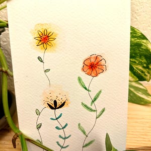 Carte en aquarelle (motif fleur)