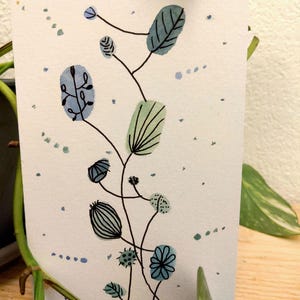 Carte en aquarelle (motif végétal)
