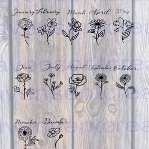 Geburtstagsmonat Blume SVG, Omas Gartenschild, Muttertag SVG, Oma SVG, Mama SVG, Familiennamen-Schild, Benutzerdefiniertes Gartenschild, Familienschild-Svg