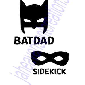Pai e filho ou filha combinando camiseta svg, Batdad e ajudante para papai e filho