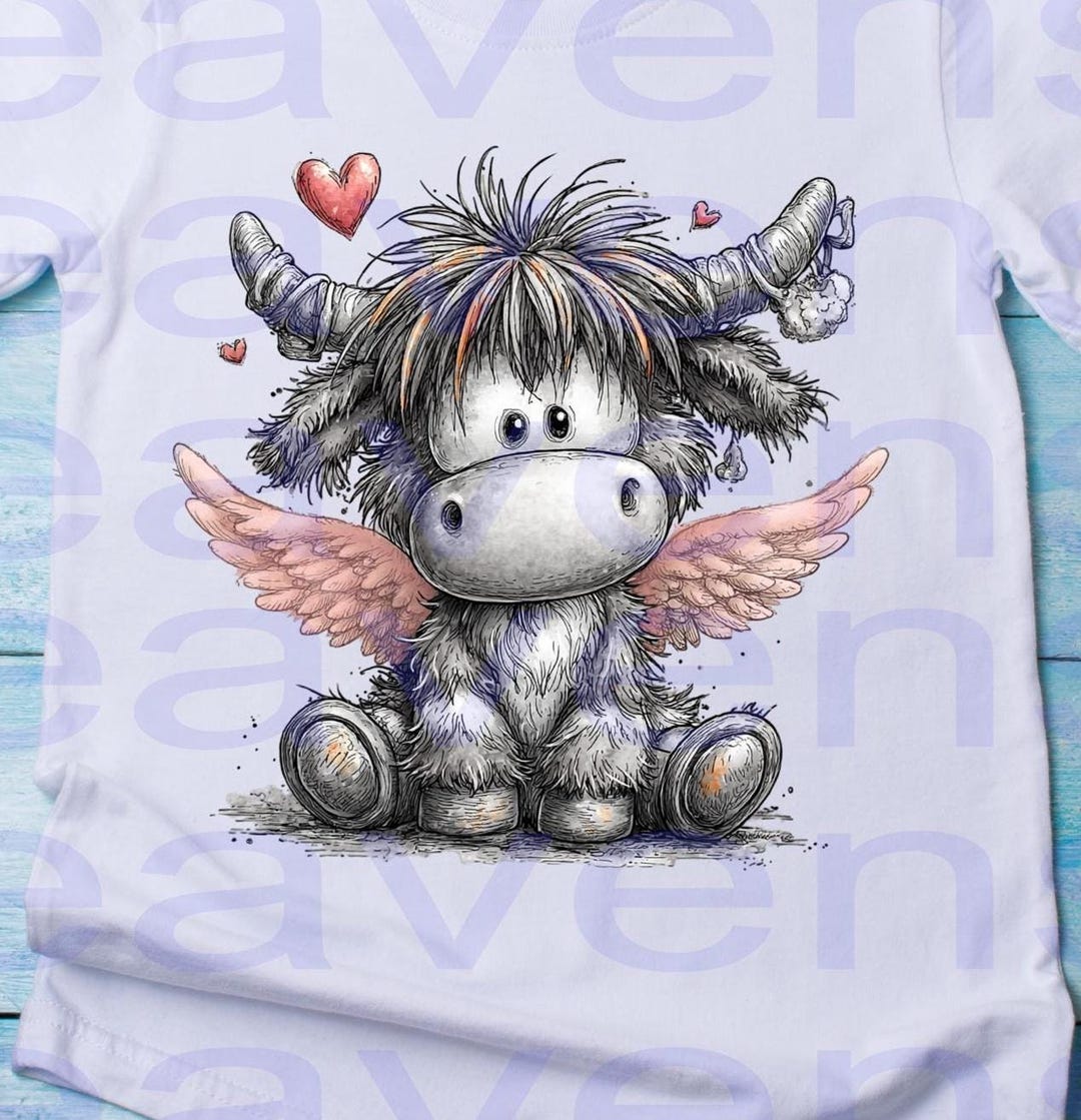 Angel Highland Cow PNG – Valentine Memorial Clipart (digital Download ...