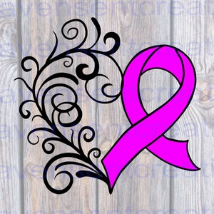 florecer cinta de corazón svg, descarga digital, color de cinta personalizable de conciencia, archivo de corte conmemorativo