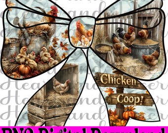 Chicken Bow PNG | Rustic Farmhouse Chicken Coop Digital Download | Farm Life Sublimation Design for Shirts, Mugs & Crafts
