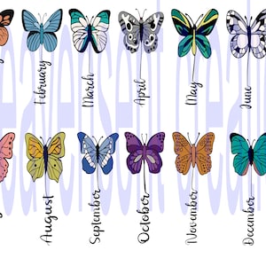 Mes de nacimiento Mariposas SVG, mamá, 12 mariposas en capas Caleidoscopio de abuelas, Día de la madre Svg, Signo de nombre de familia, Signo de familia Svg