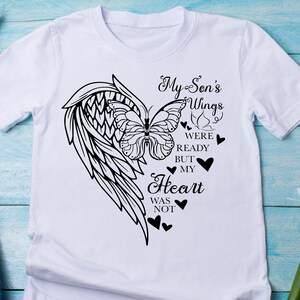 Memorial Angel Wings Svg, Asas de meus filhos estavam prontas, mas meu coração não estava, Memorial Png Sublimação, Arquivo de corte de asas de anjo, Descanse em paz
