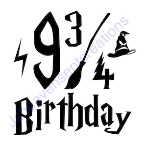 HP wizard 9 and 3/4 birthday themed Svg cut file Baby onesie, kids shirts, hp fans funny saying digital file