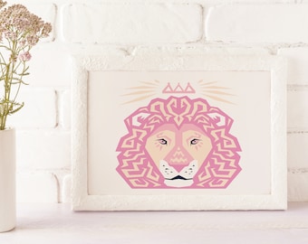 Leo artwork gift zodiac drawing illustration Leo art astrology gift idea zodiac drawing original artwork digital illustration