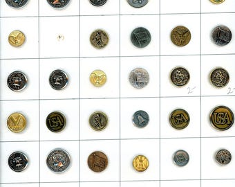 Very timely Bi Centennial metal buttons set of 43  Small and Medium brass and white metals