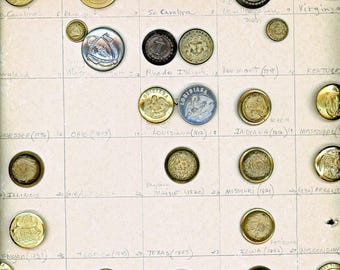 Special set of 35 State Seal buttons all Identified on the card Staff and cuff plus blazer small and medium