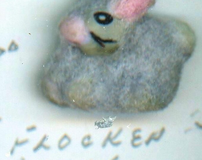 Adorable Cuddly Bunny Rabbit Button Glass With Flocking Metal Embedded ...