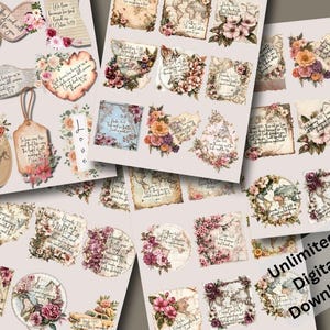 Etiquetas florais para diário de lixo Etiquetas para diário de escrituras Etiquetas para impressão Escrituras diário bíblico escrituras adesivos digitais Diário de lixo para impressão