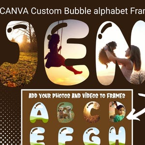 Drag and Drop custom Letter Frames for Canva Frame Template Alphabet Canva Template for Photo and Video Custom DIY gift  sublimation photo