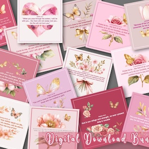 Pacote de clipart das escrituras | Cartões com versículos bíblicos para impressão, adesivos das escrituras, diário, scrapbooking, arte de fé, arte de parede cristã para impressão