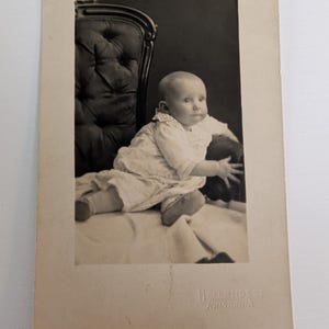 Antique Baby Photo Postcard, Helland & Co Kristiania, Real Photo RPPC Norway, Early 1900s Child Portrait