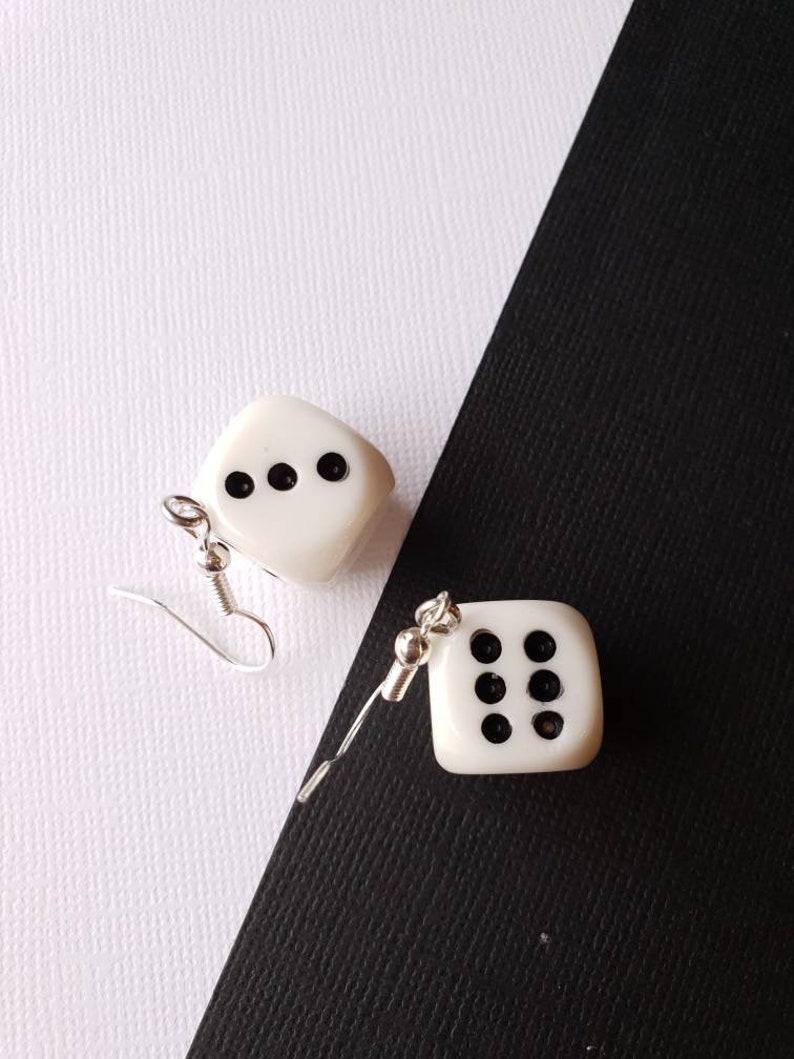 Dice bead dangle chain earrings lucky dice earrings gift for Etsy
