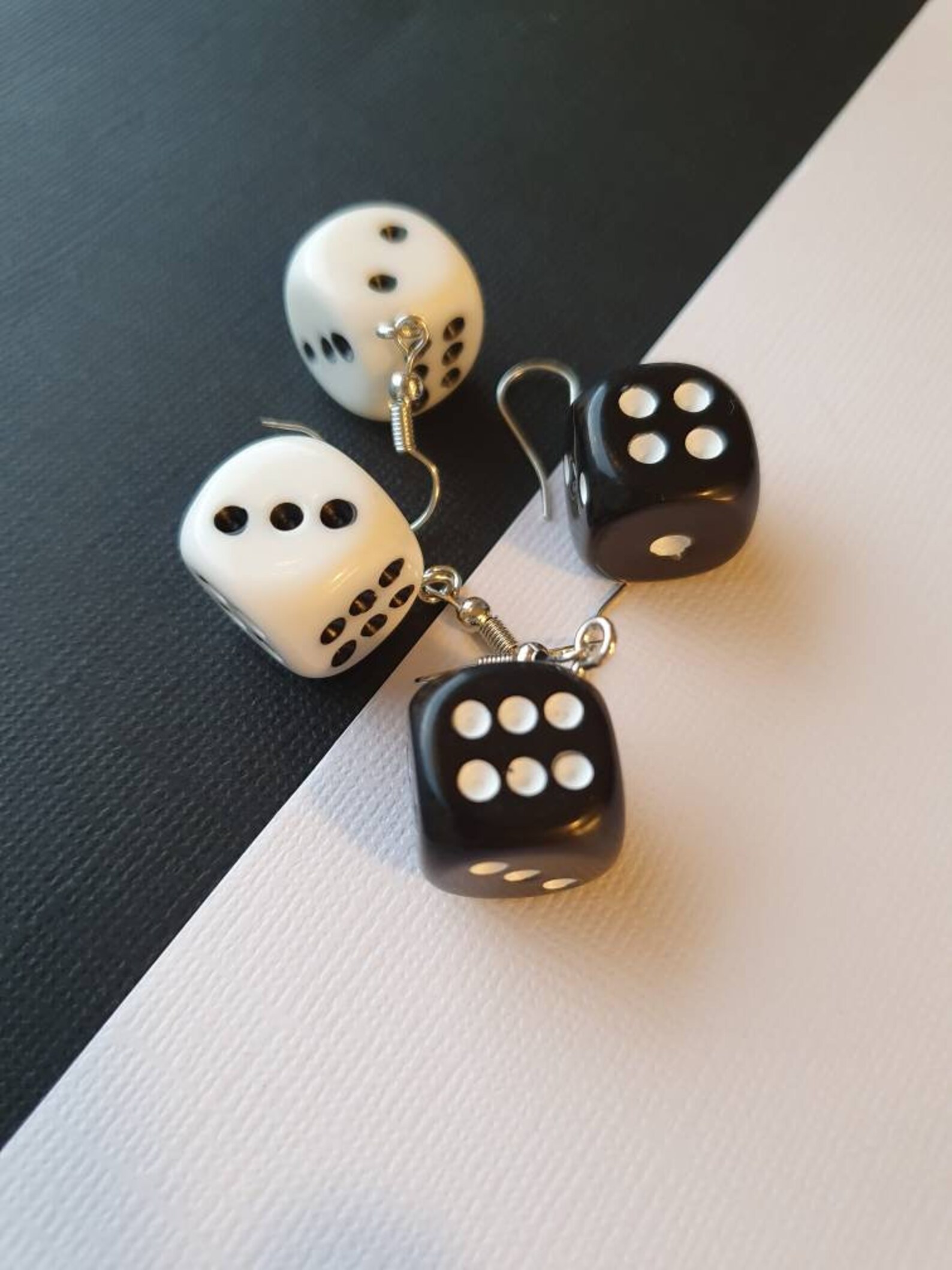 Dice bead dangle chain earrings lucky dice earrings gift for Etsy