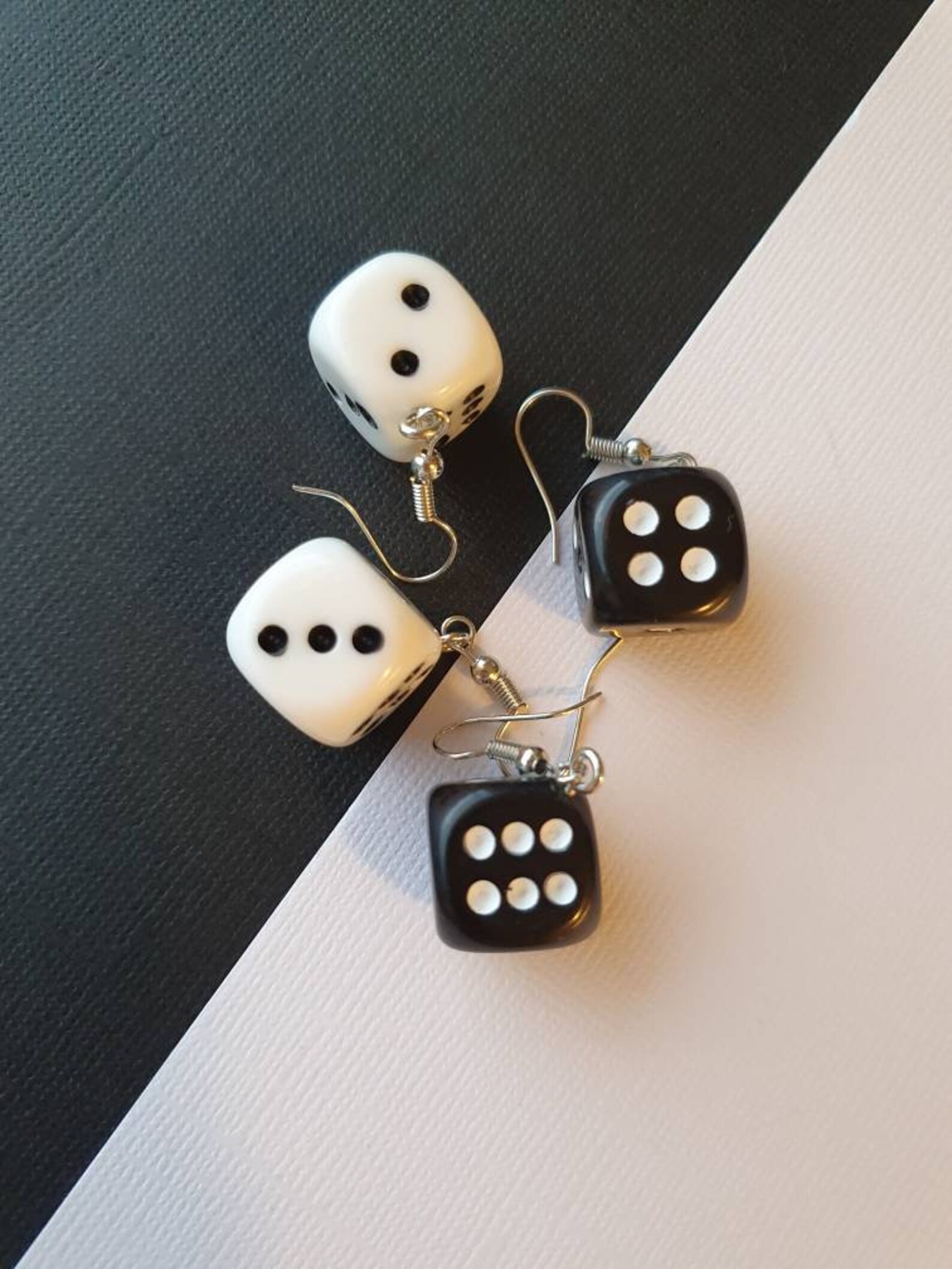 Dice bead dangle chain earrings lucky dice earrings gift for Etsy