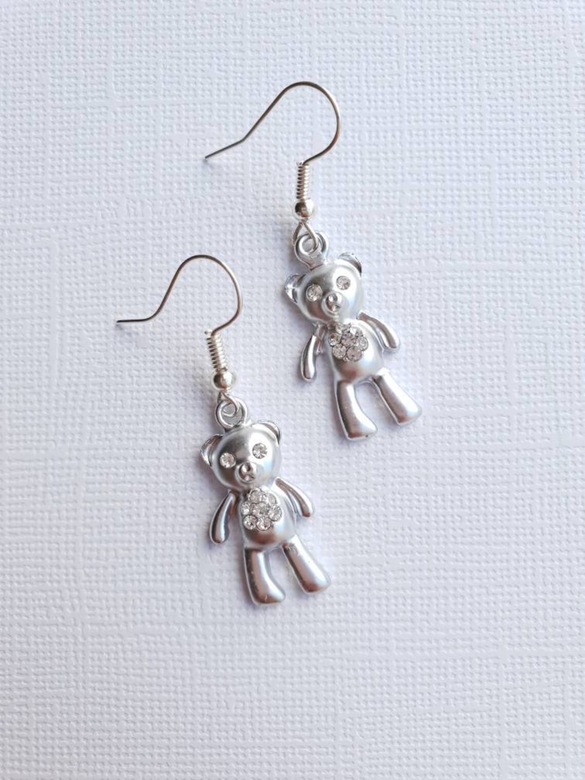 Bear earrings silver bear earrings rhinestone bear earrings Etsy