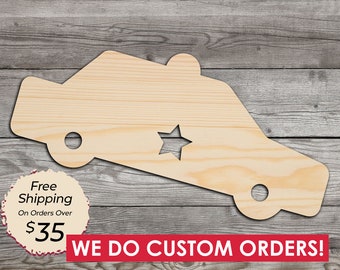 Police Car Blank Shape Wooden Pack Bundle Plywood Hobbies Set #1129