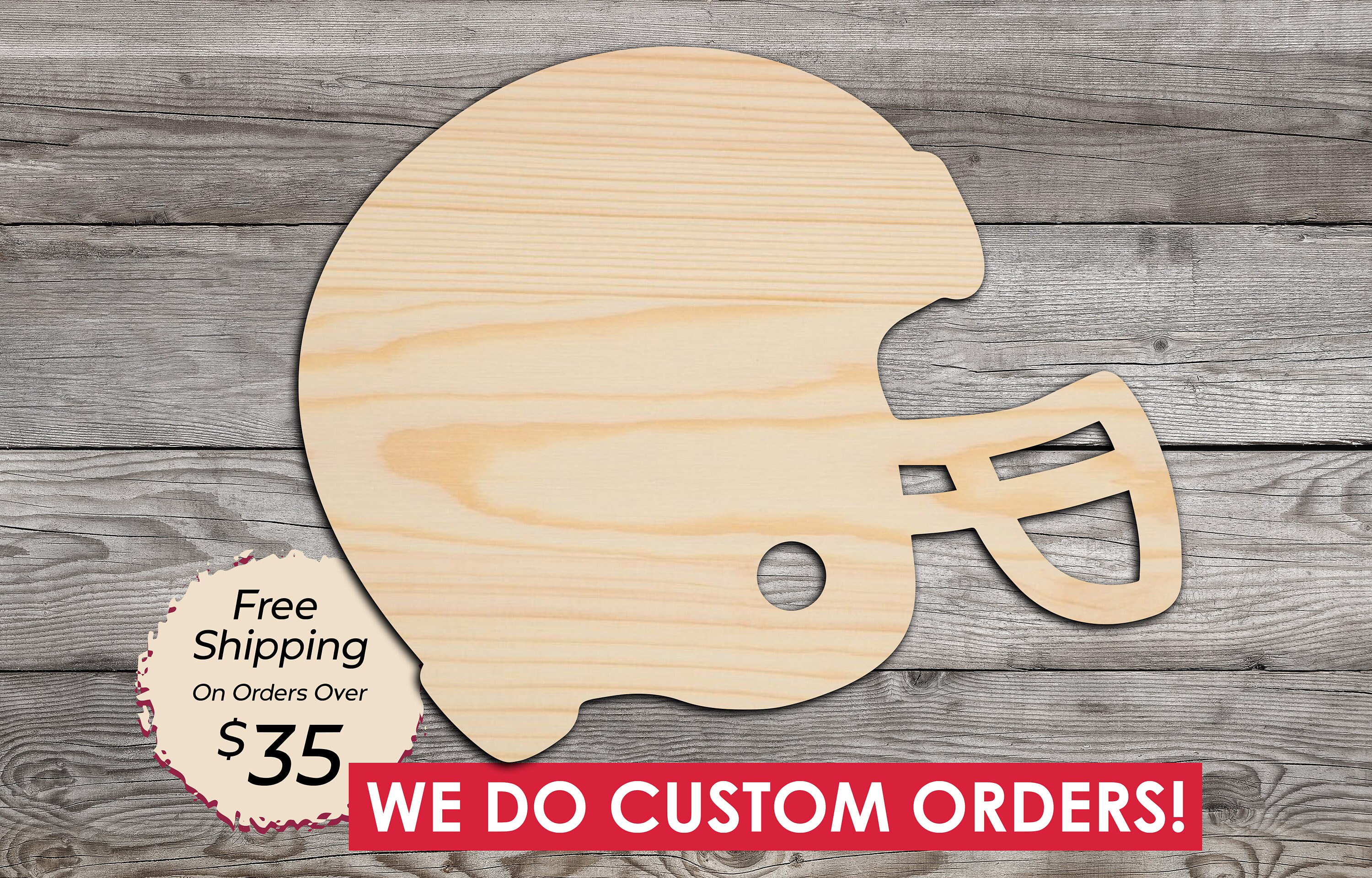 Helmet Football Wooden Craft Shape / Wood Cutout Home Decor Etsy