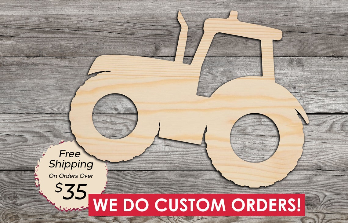 Tractor Wooden Craft Shape / Wood Cutout Home Decor Laser Etsy