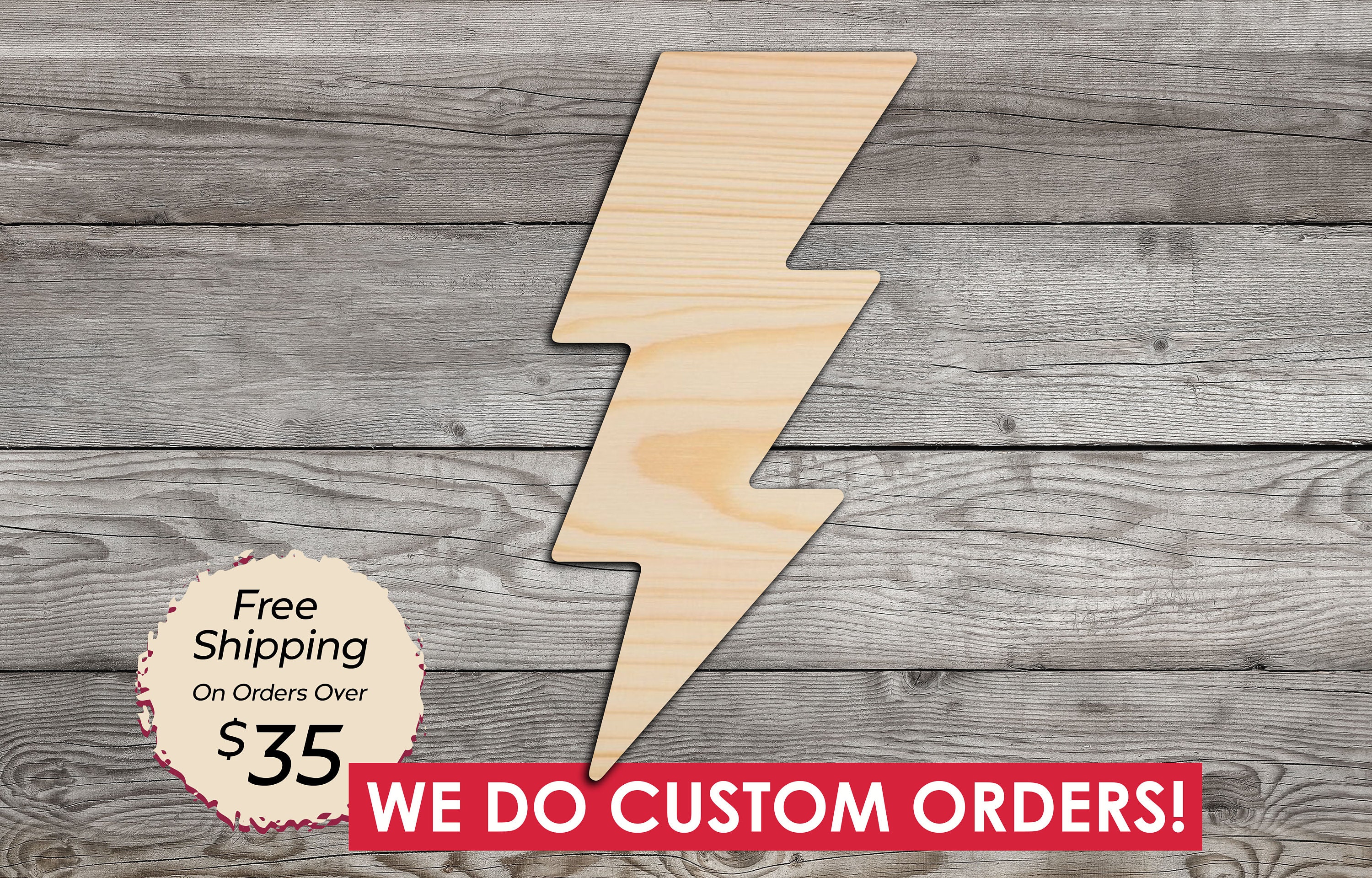 Lightning Bolt Wooden Craft Shape / Wood Cutout Home Decor Etsy